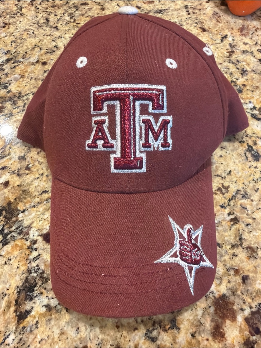 A&M Maroon Embroidered Logo Cap with White Stitching Gig Em!!